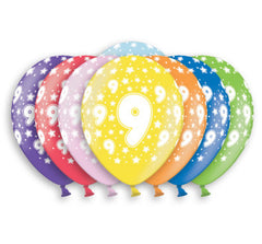 Helium Quality Printed 9 Assorted Colours Balloons