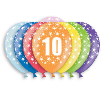 Helium Quality Printed 10 Assorted Colours Balloons