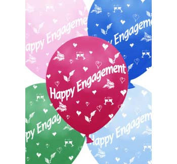Helium Quality Printed Happy Engagement Assorted Colours Balloons