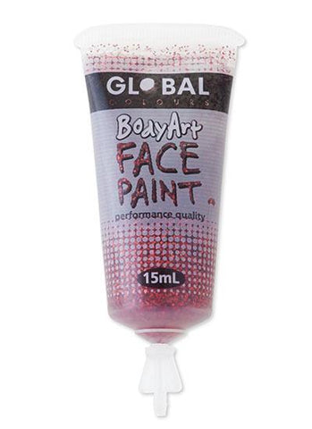 Body Art Face Paint - Red Glitter - 15ml