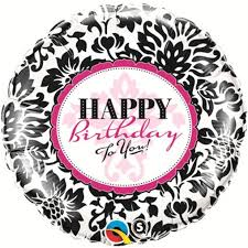 Birthday Elegant Damask Foil Balloon - 46cm