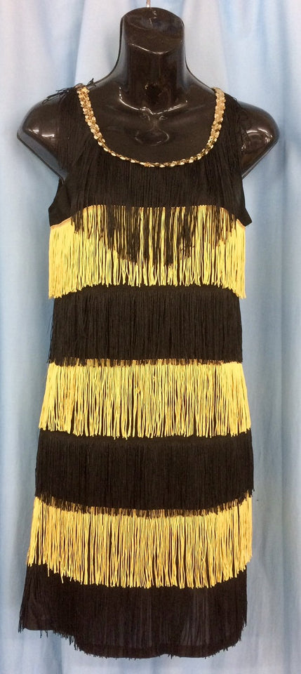Flapper - Short Black & Gold Dress (Hire Only) | Party Things - Online Party  Supplies