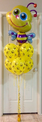 Bumble Bee Foil & 6 Metallic Balloon Arrangement - Stacked