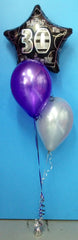 2 Metallic Balloons & 30th Birthday Foil - Staggered