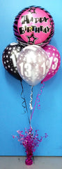 Happy Birthday Foil & 3 Printed Balloon Arrangement - Stacked