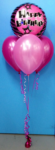 Happy Birthday Foil & 3 Metallic Balloon Arrangement - Stacked