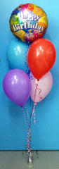 Happy Birthday Foil & 4 Standard Balloon Arrangement - Stacked
