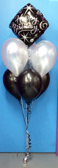 Happy Birthday Foil & 6 Metallic Balloon Arrangement - Stacked