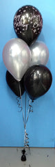 Happy Birthday Print & 4 Metallic Balloon Arrangement - Stacked