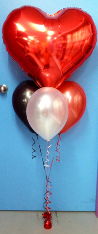 Jumbo Heart Foil & 3 Metallic Balloon Arrangement - Stacked