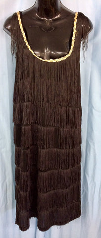 Flapper - Long Black Full Tassel Dress (Hire Only)