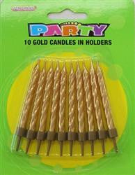 Spiral Metallic Gold Candles (10 pack)
