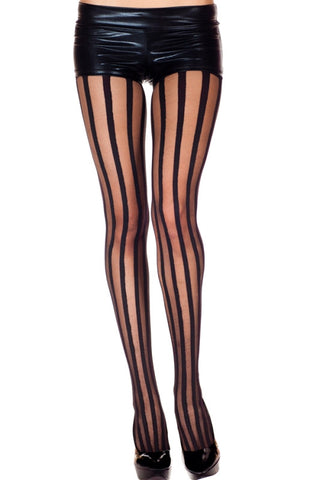 Striped Pantyhose - Black