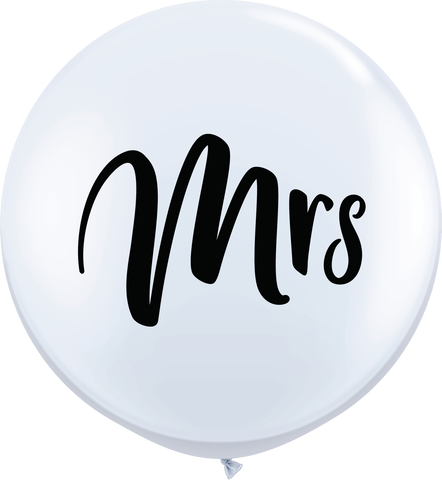 Round White Mrs Balloon - 3ft