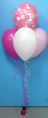 1st Birthday & 3 Standard Balloon Arrangement - Stacked