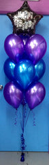 Happy Birthday Star Foil & 9 Metallic Balloon Arrangement - Stacked
