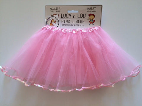 Childrens Tulle Tutu/Skirt - Pink with Sequin Frill