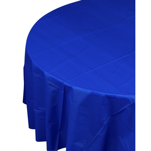 True Blue Plastic Table Cover - Round