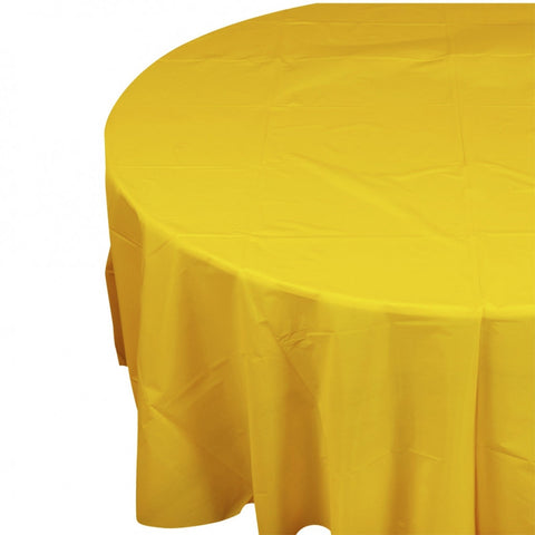 Yellow Plastic Table Cover - Round