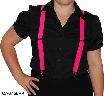 Suspenders - Flouro Pink