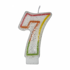 Number 7 - Rainbow Candle