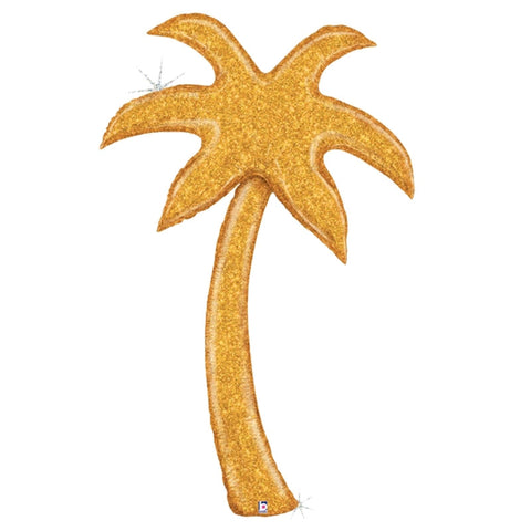 Holographic Gold Glittering Palm Tree Jumbo Foil Balloon - 152cm